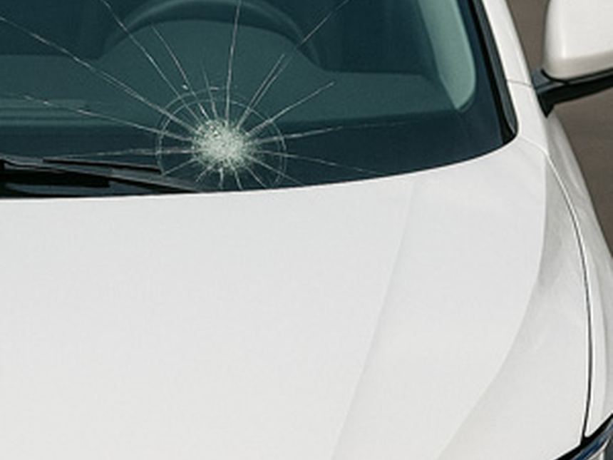 Voiture avec pare-brise à remplacer à Istres